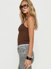 Varsity Star Layered Tank Top Brown / Blue