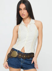 Projecting Button Up Top Ivory