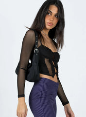 Zeena Long Sleeve Mesh Corset Black