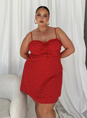 Love Birds Mini Dress Red Curve