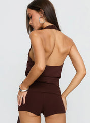 Kimbery Halter Wrap Top Brown