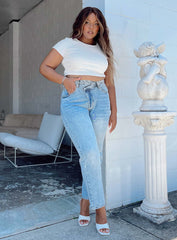 Classic Crop Tee White Curve