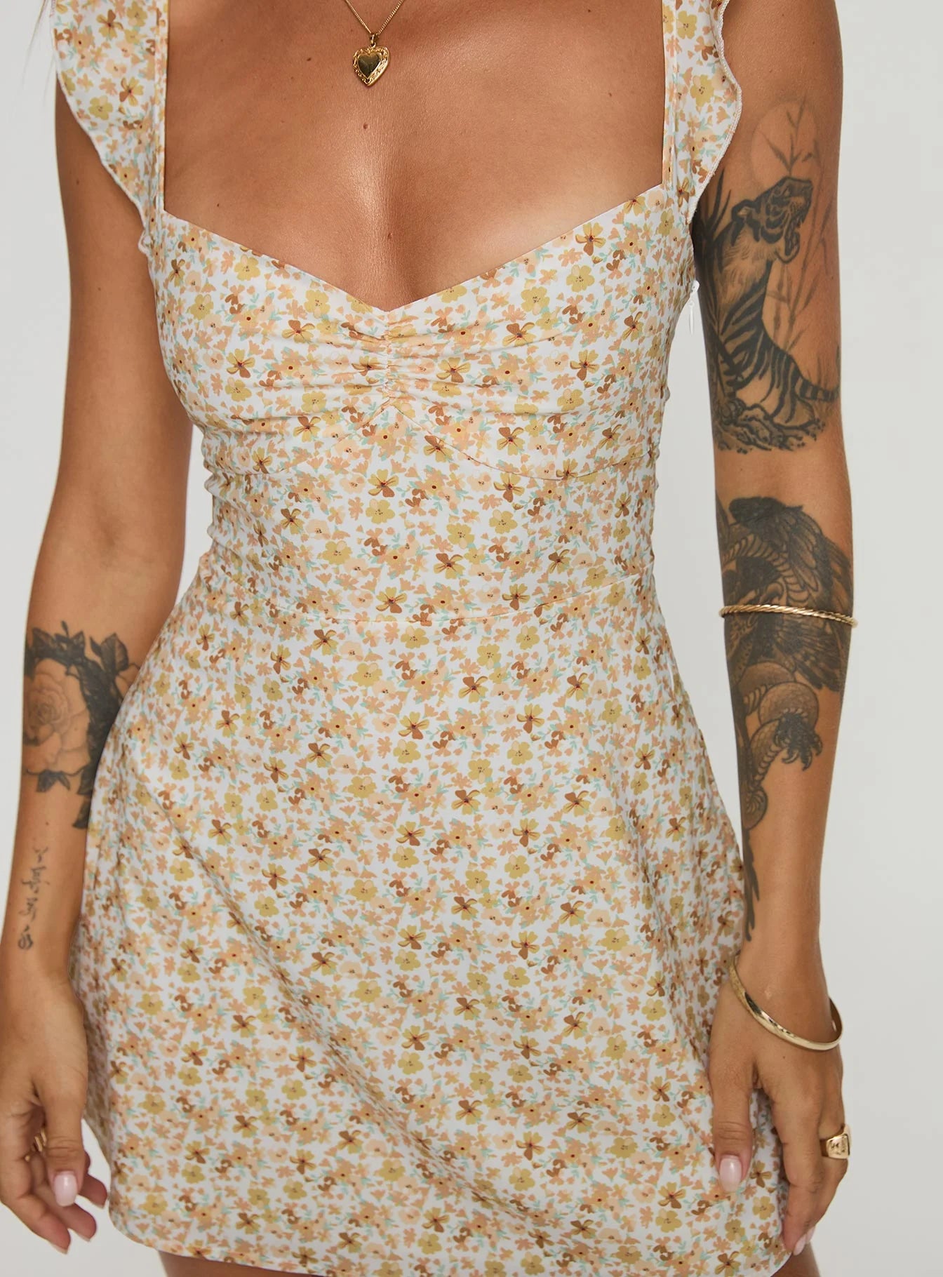 Landon Mini Dress Yellow Floral