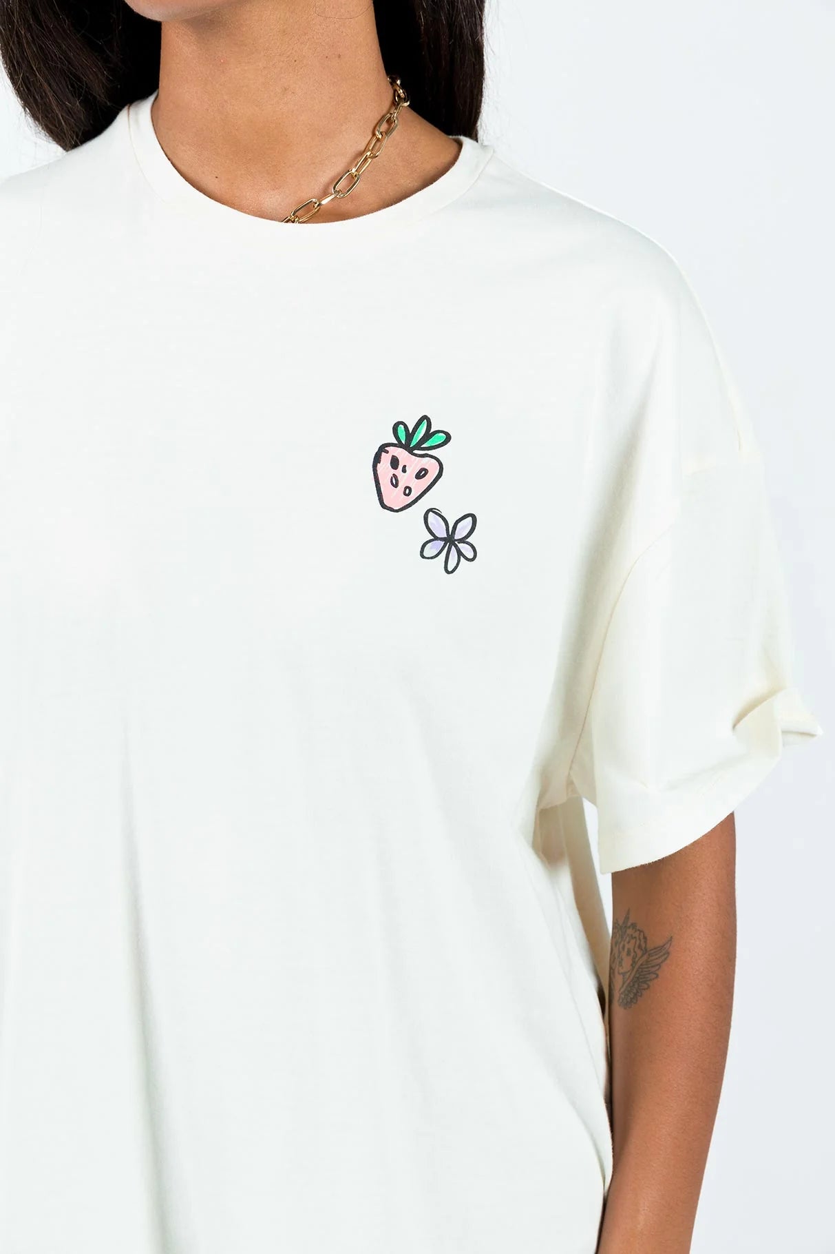 Happy Life Recipe Oversized Tee Cream