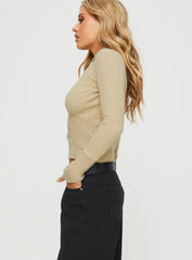 Lathan Long Sleeve Rib Top Beige