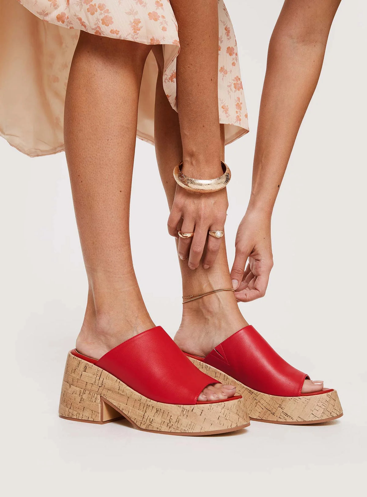 Jessica Mule Heels Red