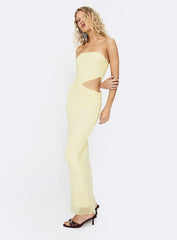 Tyllie Strapless Cut Out Maxi Dress Yellow