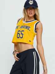 UC Irvine Cropped Basketball Jersey Tank Yellow