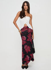 Cooperi Maxi Skirt Black Red Floral