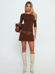Silver Lake 3 4 Sleeve Mini Dress Chocolate