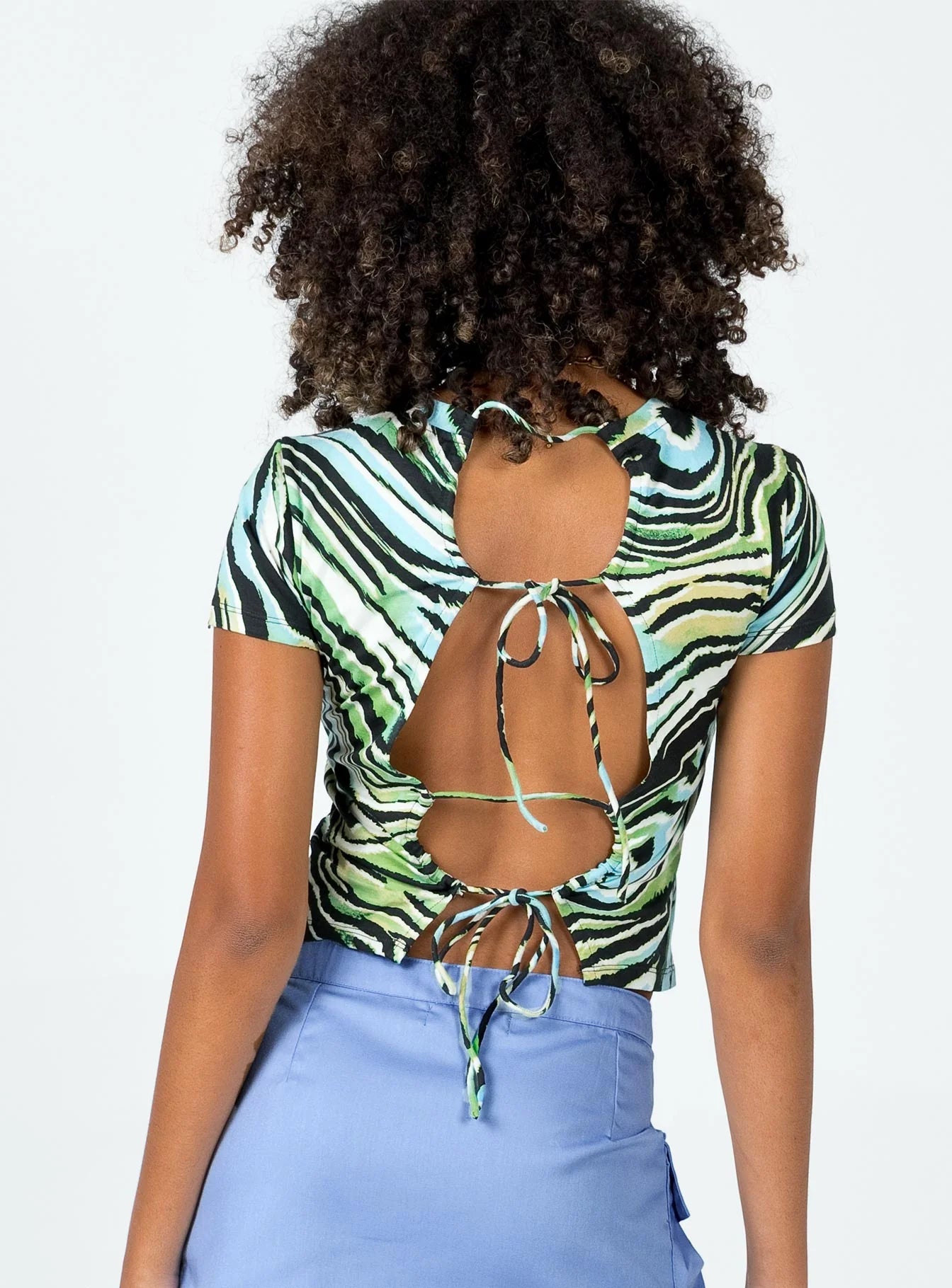 Motel Surtie Top Warped Zebra Blue