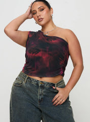 Annem One Shoulder Top Black / Red Curve
