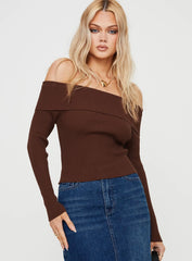 Infinity Off The Shoulder Top Brown