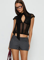 Body Electric Low Rise Shorts Grey Pinstripe