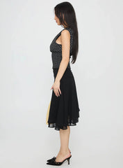 Evanescence Asymmetrical Midi Skirt Black