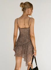 Immunity Asymmetrical Mini Dress Leopard
