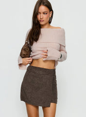 Adelyne Tweed Mini Skirt Brown