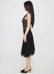 Evanescence Asymmetrical Midi Skirt Black