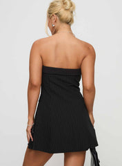 Change It Up Mini Dress Black / Pinstripe