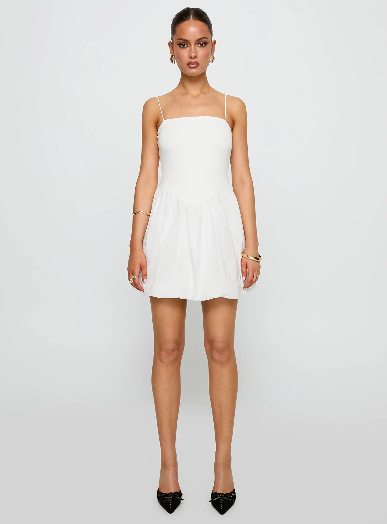 Vista Amora Bubble Hem Mini Dress White