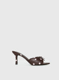 Etiquette Peep Toe Heels Brown Pink Polka