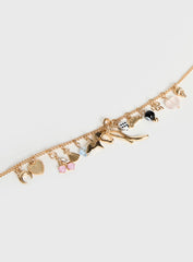 Antiqued Charm Necklace Gold