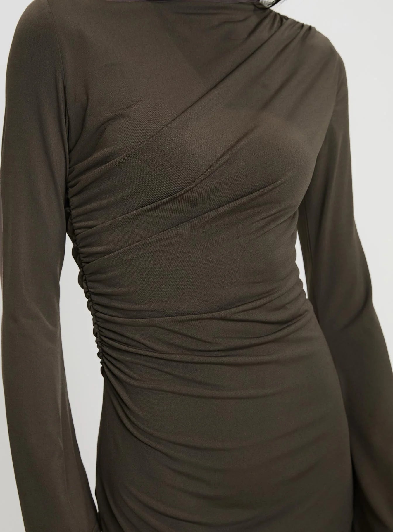 Arte Deco Long Sleeve Mini Dress Mocha
