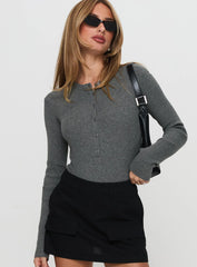 Kerra Long Sleeve Bodysuit Charcoal