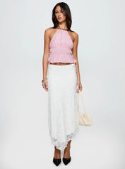 Freebirds Lace Midi Skirt White