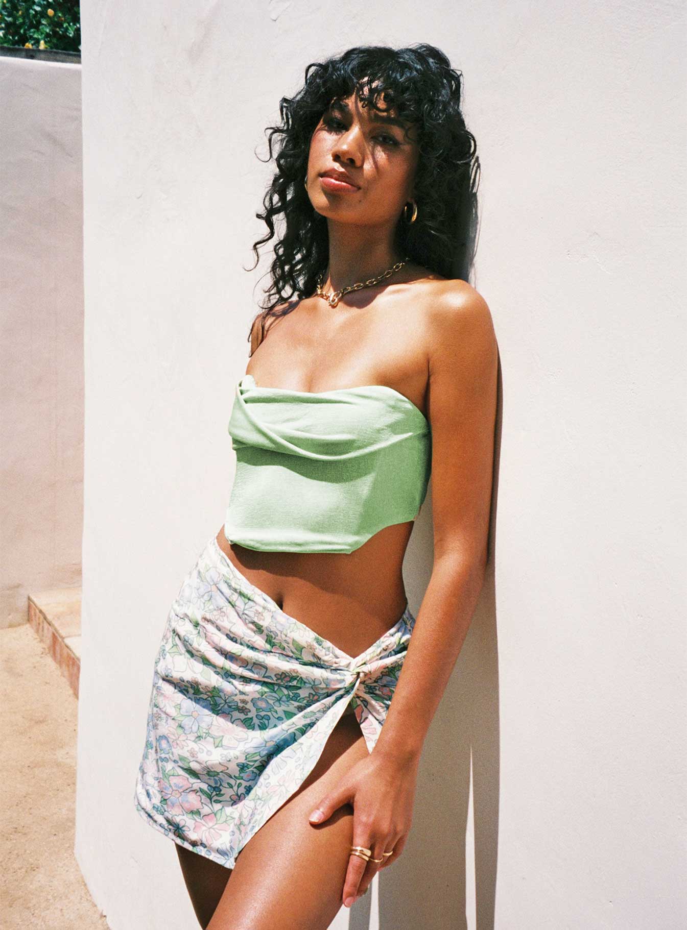Tiya Strapless Top Green
