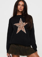 Run The Party Knit Sweater Black