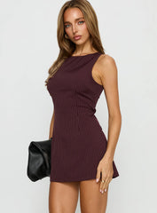 Yumiko Romper Burgundy Pinstripe