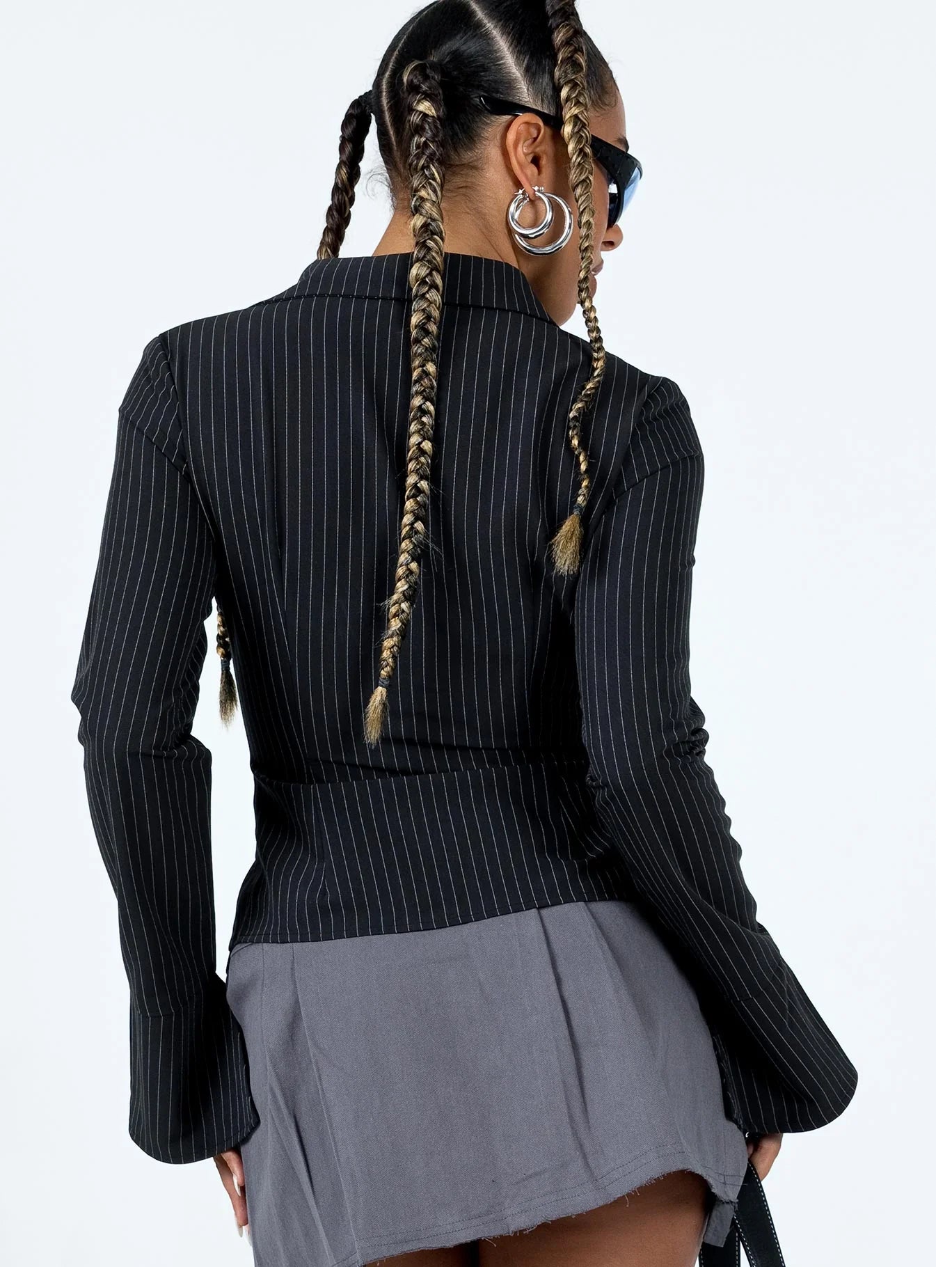 Nial Long Sleeve Top Black / Pinstripe