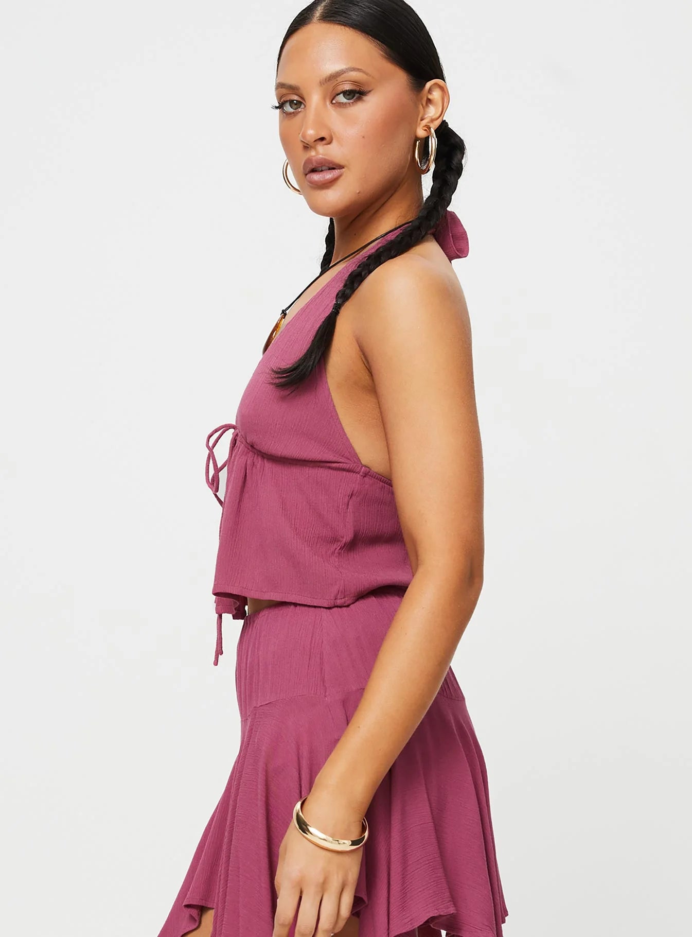Tarala Halterneck Top Daco Rose Crinkle