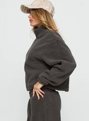 Siberia Fleece Zip Up Jumper Charcoal