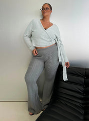 Baleigh Cable Knit Foldover Pants Grey Curve
