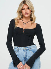 Kirsta Long Sleeve Bodysuit Black