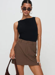 Sabyna Tailored Mini Skirt Brown
