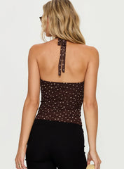 Geovana Plunge Neck Top Brown / Beige Bambi