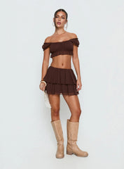Ackee Tiered Mini Skort Brown