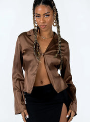 Fey Long Sleeve Top Brown