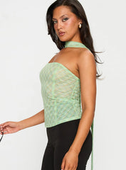 No Comparison Neck Tie Strapless Top Green Check