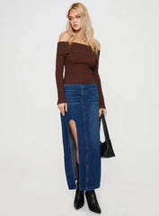 Infinity Off The Shoulder Top Brown
