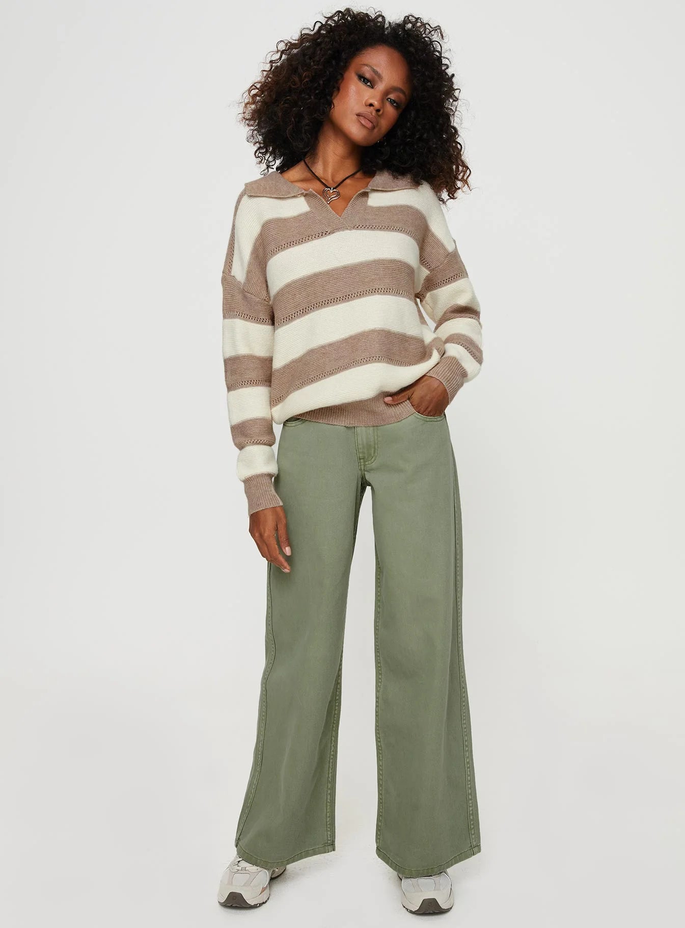 Atkinson Stripe Sweater Cream / Brown