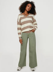 Atkinson Stripe Sweater Cream / Brown