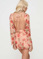 Florinda Long Sleeve Mini Dress Pink Floral