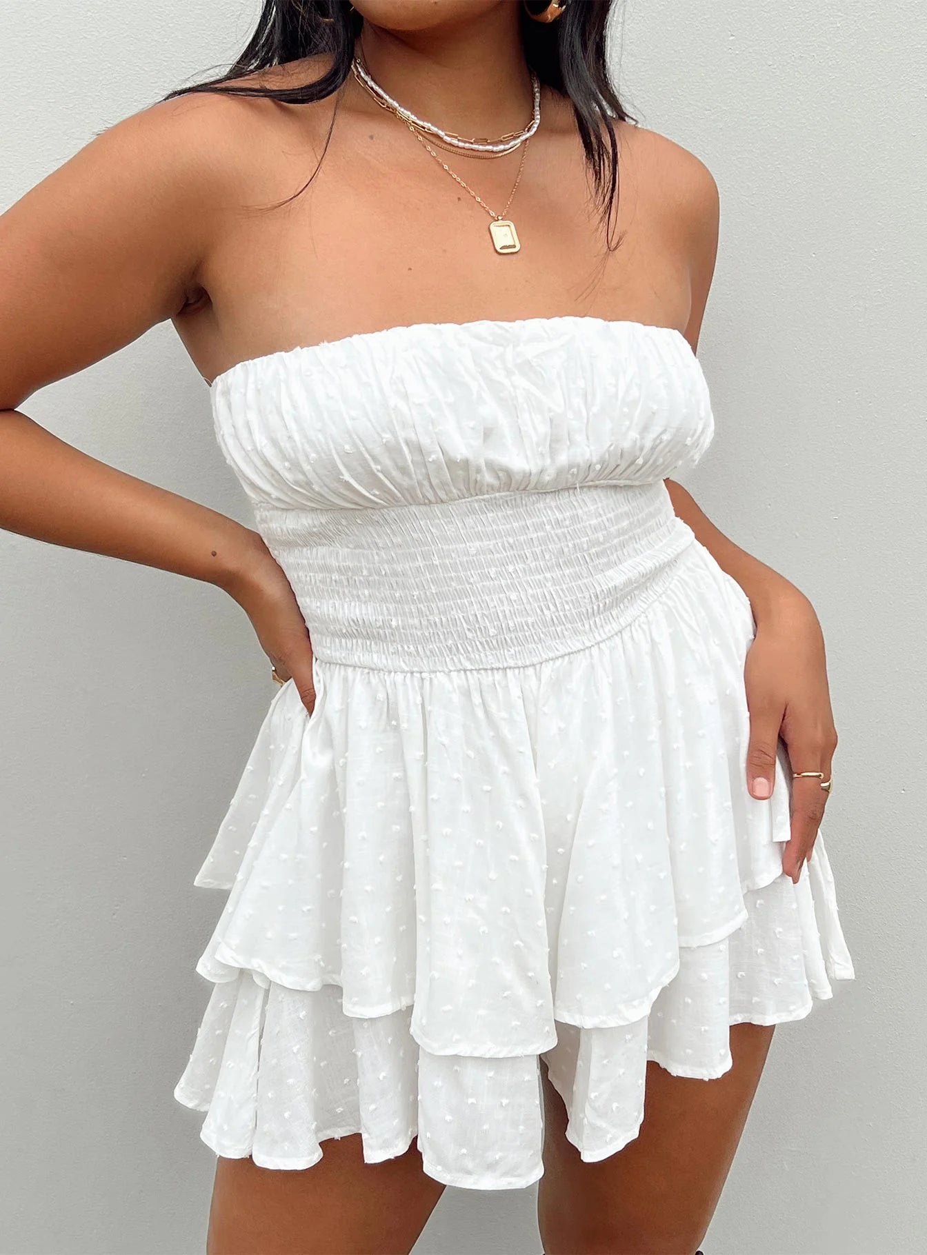The Love Galore Strapless Romper White