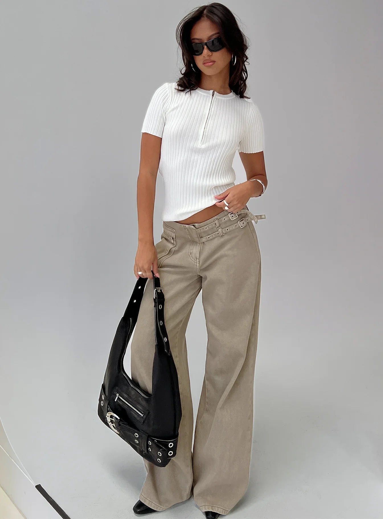 Hold The Line Zip Through Top White