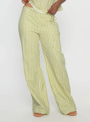 With Pleasure Tie Side Pant Green Blue Stripe