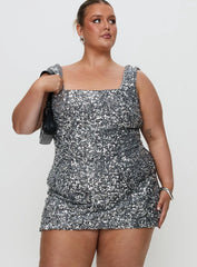 Miss Me Sequin Mini Dress Silver Curve